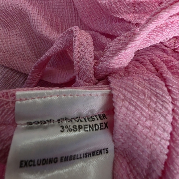 Hello Molly Cheers To The Weekend Puff Sleeve Ruched Crop Blouse Pink Size 4 - Picture 14 of 16